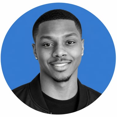 Monochrome Portrait on Blue Circle